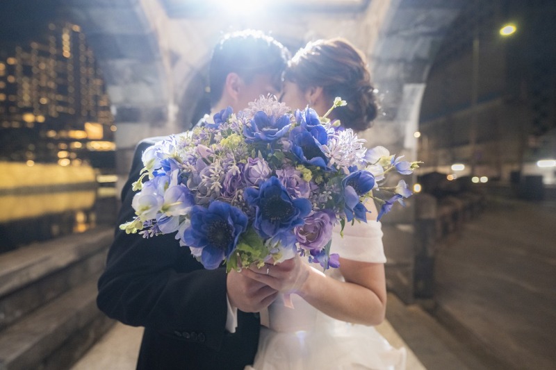 ブーケで隠すおふたりの♡