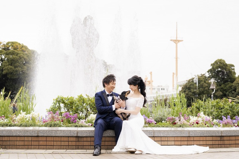 噴水の前でパシャリ☆