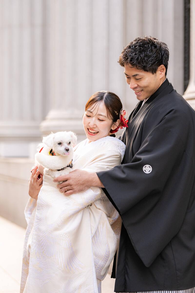 わんちゃんを抱っこしながら♪