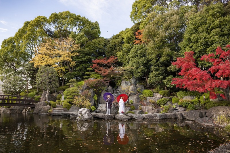 水面に映るおふたり