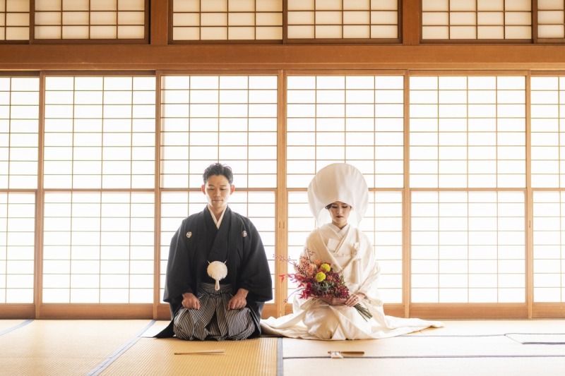 お座りショット×綿帽子