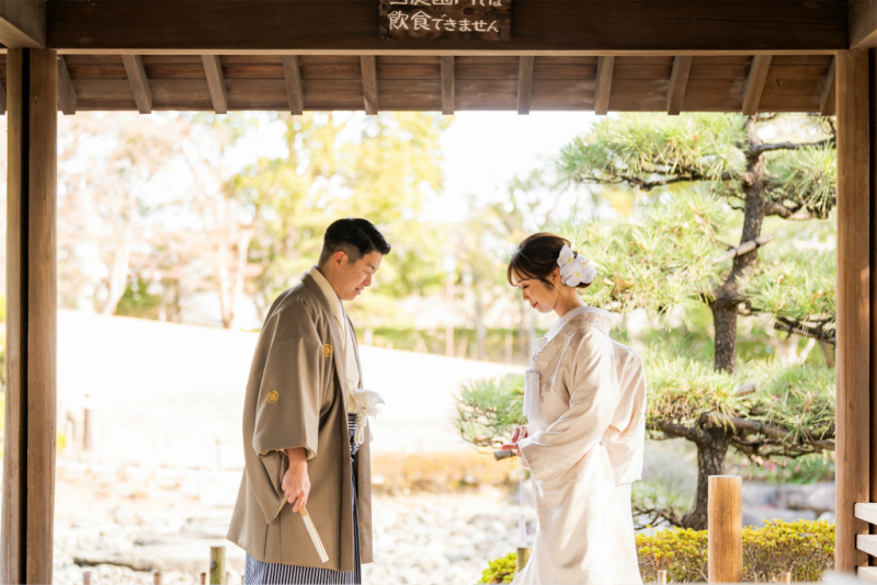 庭園にて和装のフォトウエディング♪
