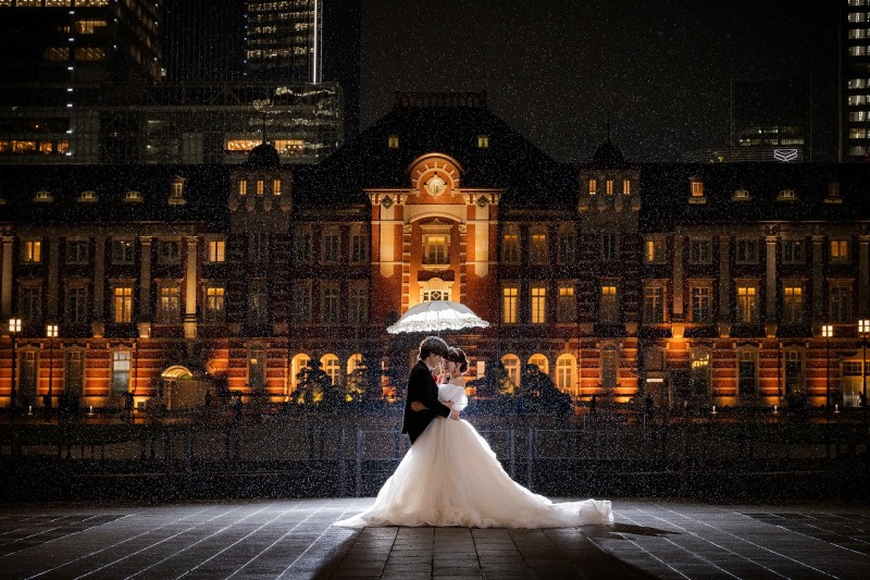 【DayNightプラン】晴れ間と雨景色、それぞれの表情を残した東京前撮り