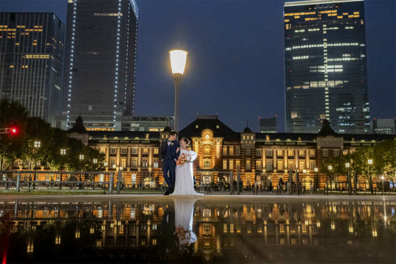 東京駅でリフレクションショット