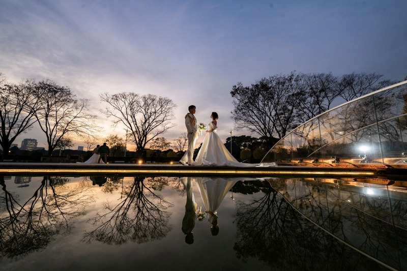 夕暮れの時間帯は噴水公園で♡