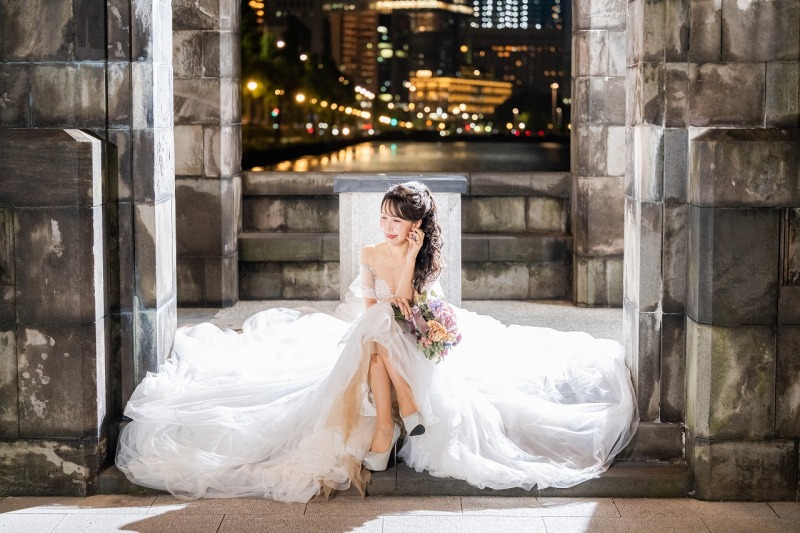 和田倉門で残す、花嫁だけのナイトポートレートを!