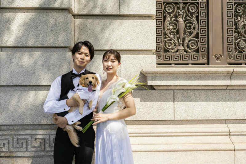 ワンちゃんもご一緒の爽やかな前撮りフォト！