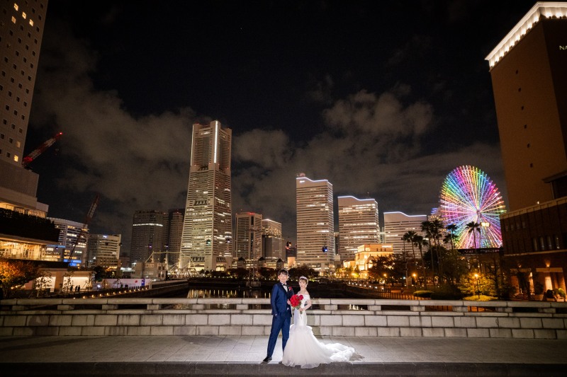 みなとみらいの夜景を万国橋から