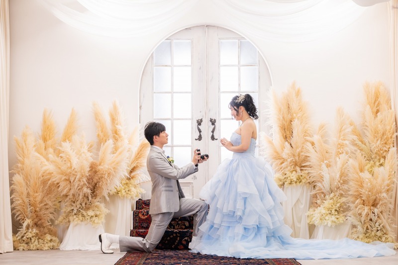 カラードレスでの撮影はご新婦様の夢がかなった瞬間