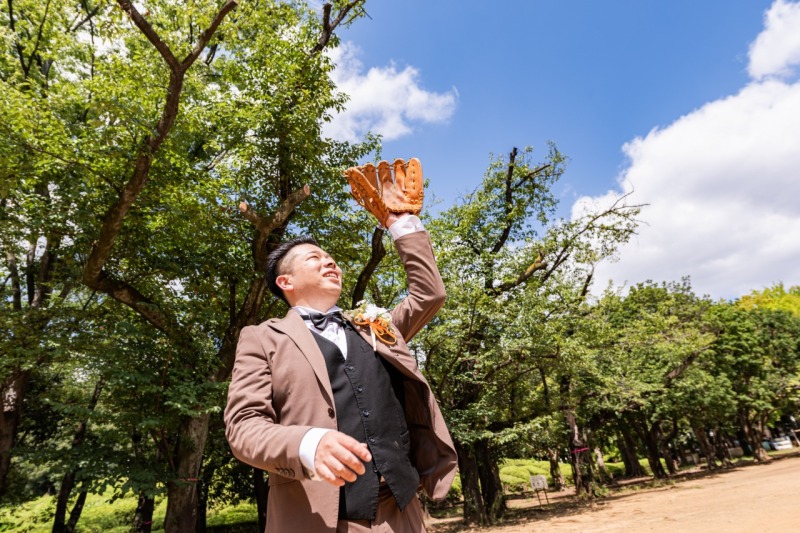 大好きな野球をウェディングフォトにも取り入れて♪