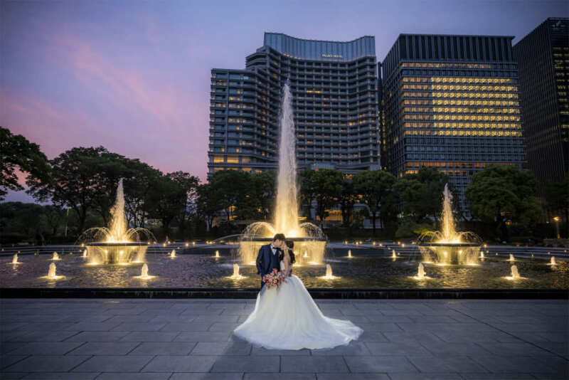 三本の噴水と一緒に