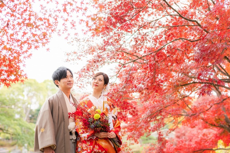 紅葉が彩る季節限定のショット!