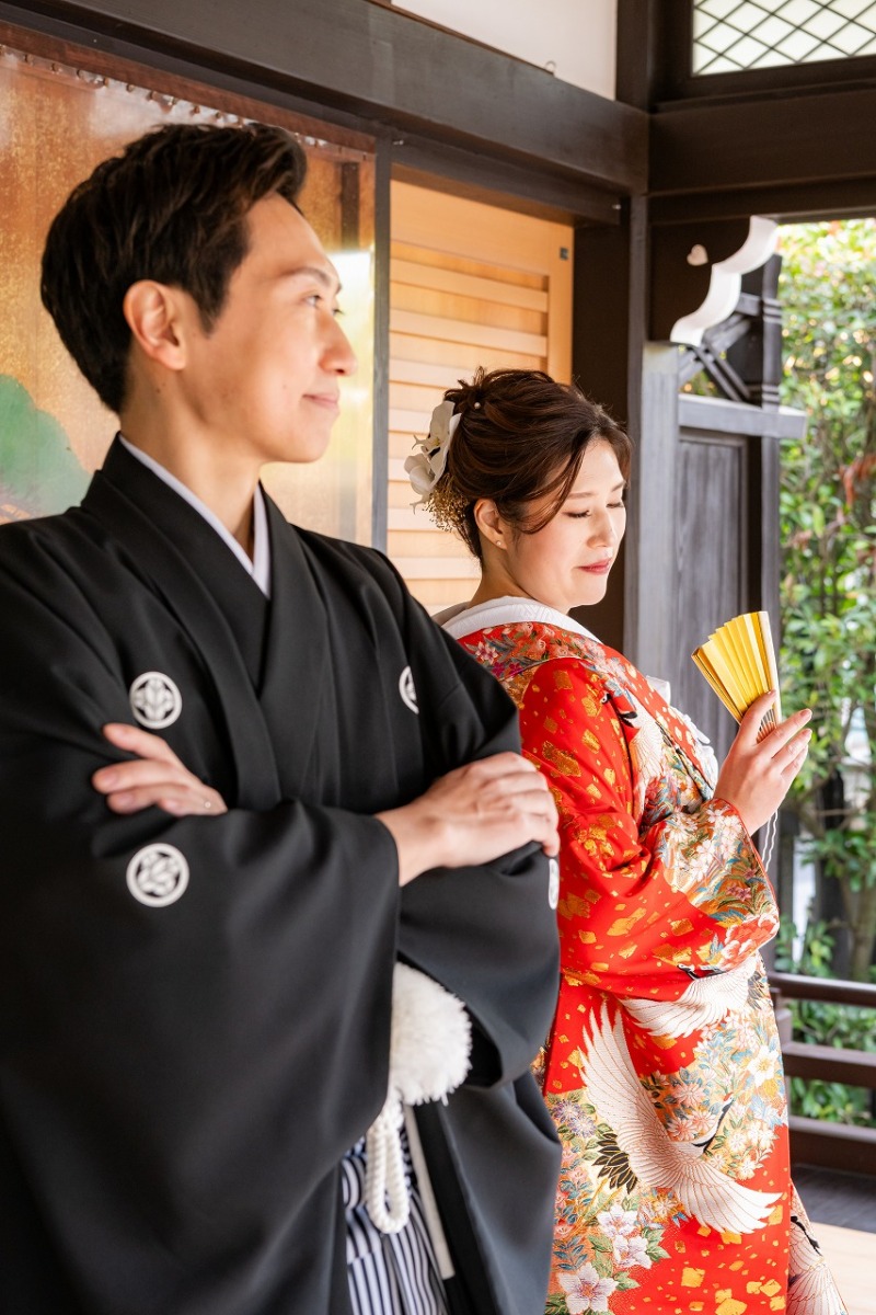 色打掛と紋付袴で迎えた和装撮影