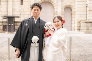 和装でわんちゃんと一緒に♪