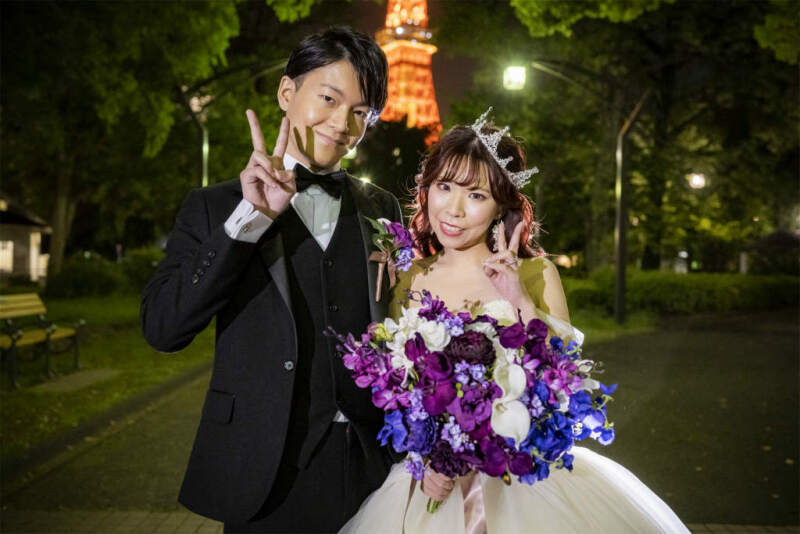 東京タワー前でピース!