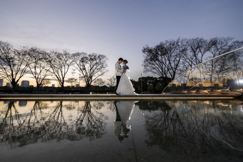 水面に映るおふたり♡