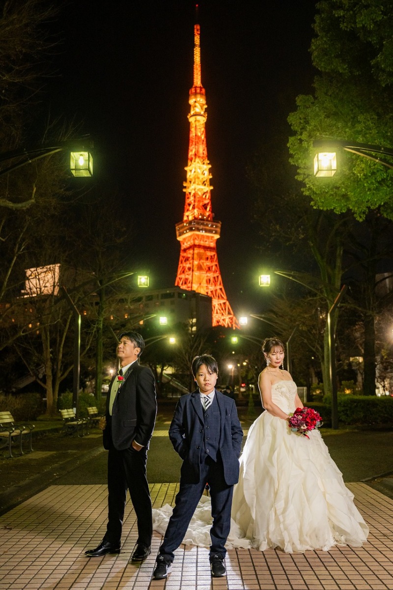 東京タワーと残す家族のナイトフォト