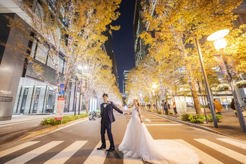 紅葉が綺麗な街並みで♡