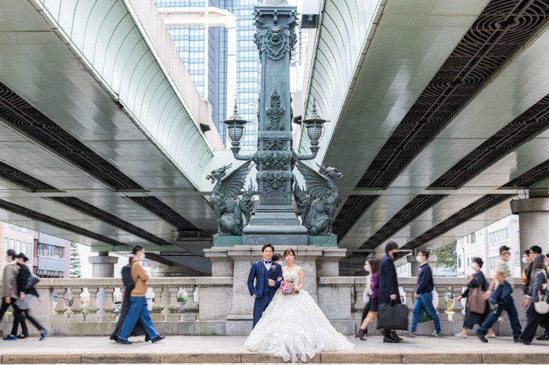 麒麟像前で王道ショット!