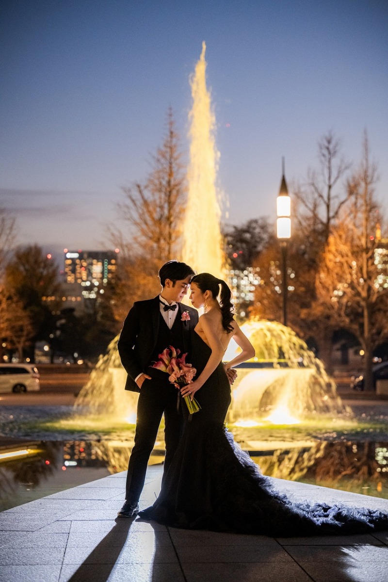 ブラックドレス&times;イルミネーションナイトフォト