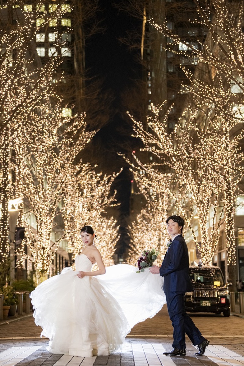 丸の内イルミネーションで前撮り♡