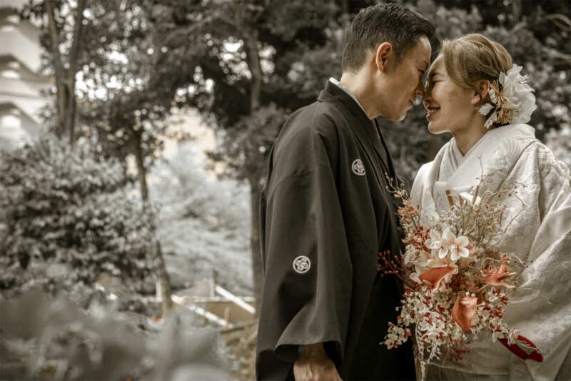 和装でもお鼻こつんショット♡