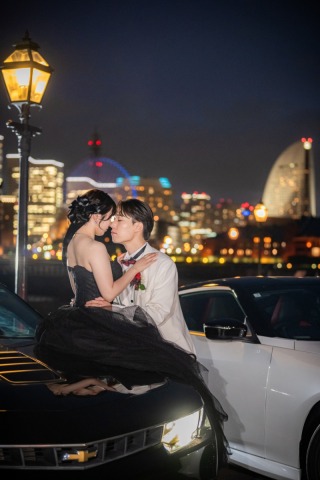 【DayNightプラン】横浜の街と愛車が彩る昼夜のウェディングフォト