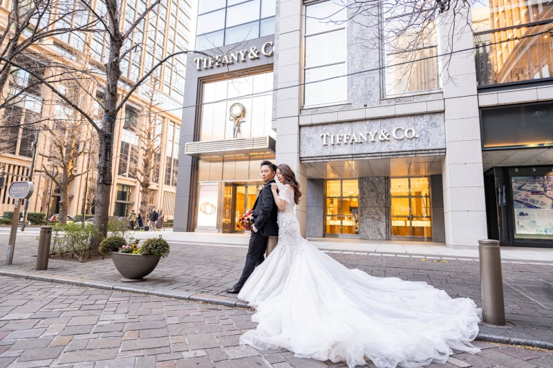 ウェディングドレスが華やかなティファニーでの撮影