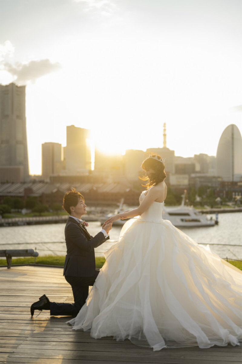 夕陽に照らされて、プロポーズショット♡