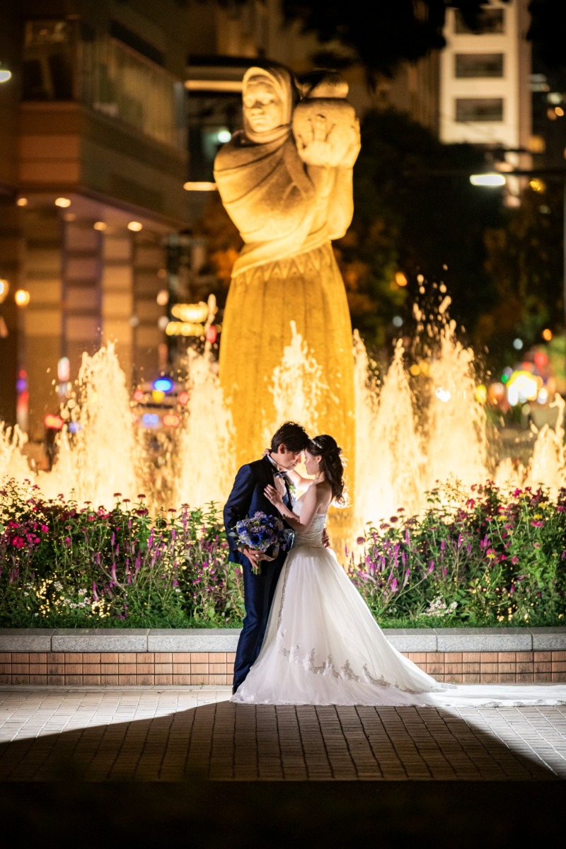 山下公園の輝く噴水