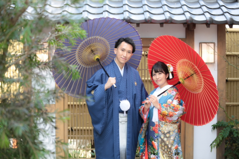 おそろいの青色コーディネートで