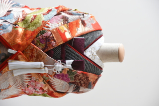 朱色（掛下：黒）半衿（梅）紫スタイル