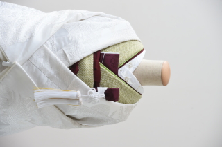 白無垢（掛下：緑）半衿（百合）紫スタイル