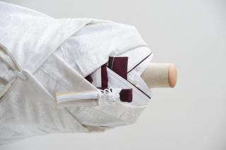 白無垢（掛下：白）半衿（百合）紫スタイル