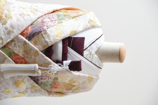 クリーム（掛下：白）半衿（梅）紫スタイル