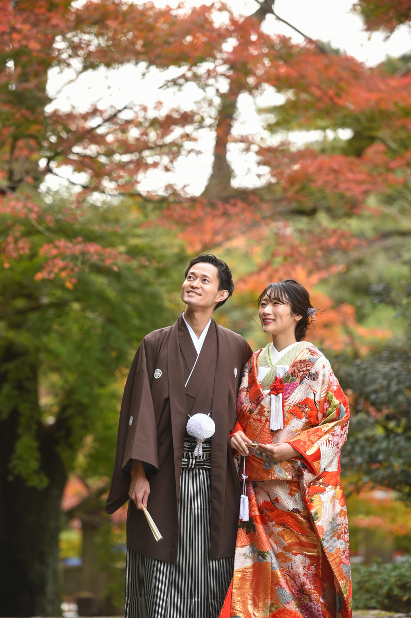 満開の紅葉の下で・・・