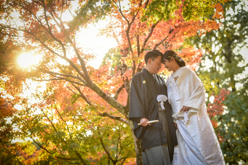紅葉の下で、、、