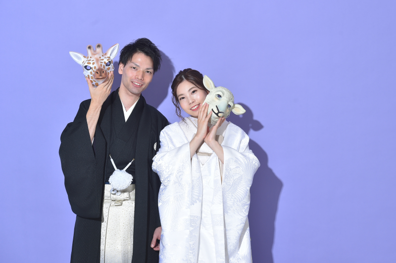 動物のお面を使って