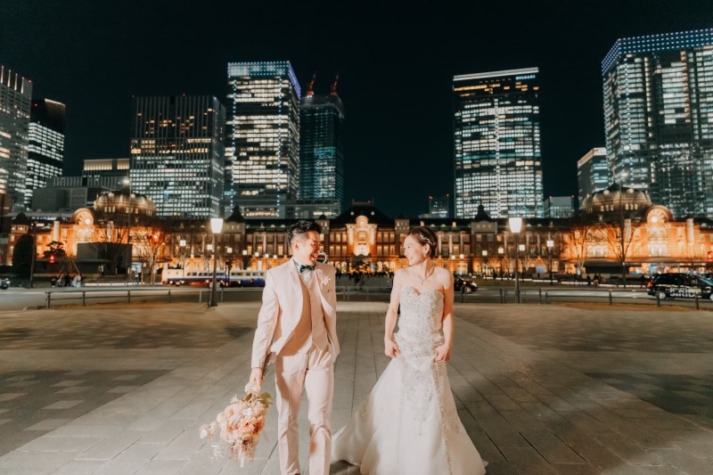 【フォトウェディング】東京駅夜
