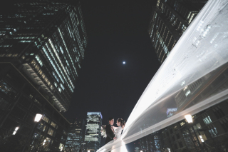 ロングベールを使ったナイトフォト