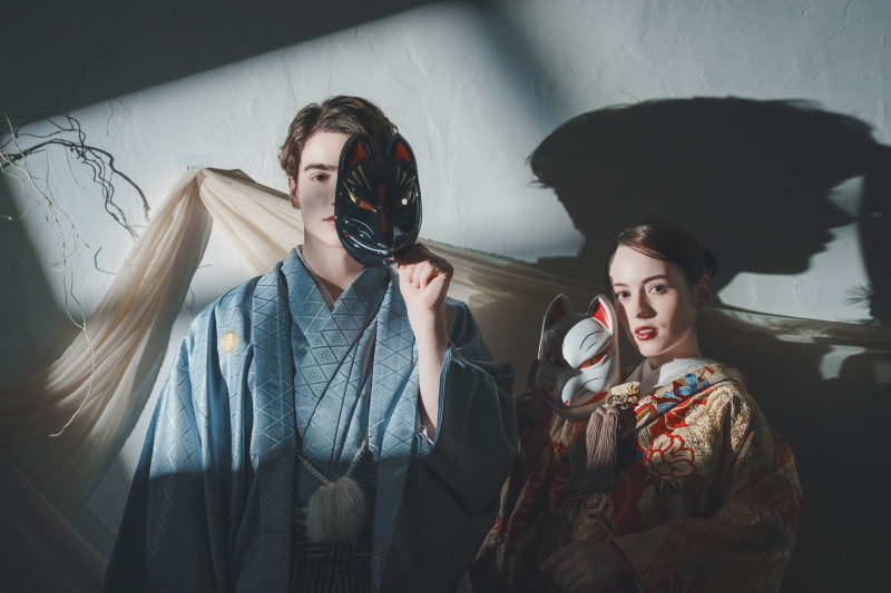 和傘やお面グッズもご用意あります