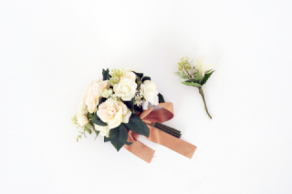 ローズピンク＊リボンブーケ