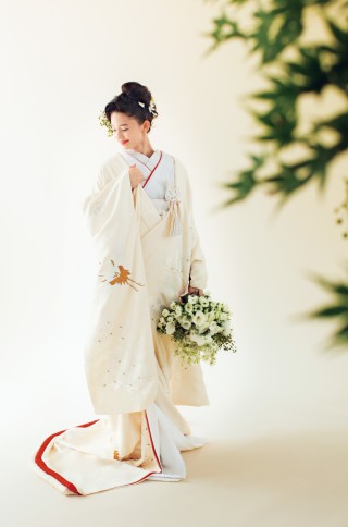 縮緬刺繍若松に鶴