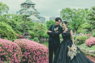 カラードレスとウェディングドレスの洋装フォト
