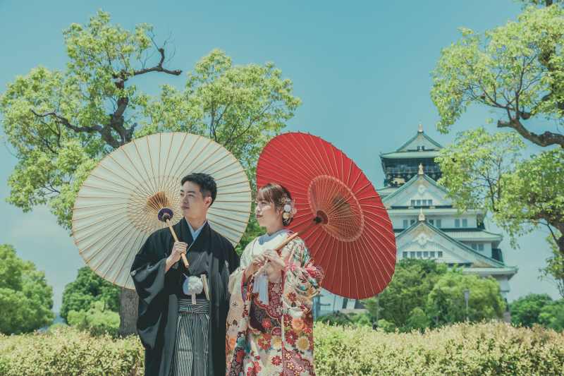 色打掛で新緑フォト