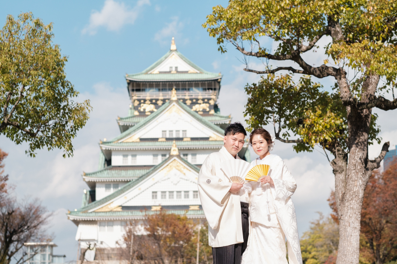 大阪城と秋