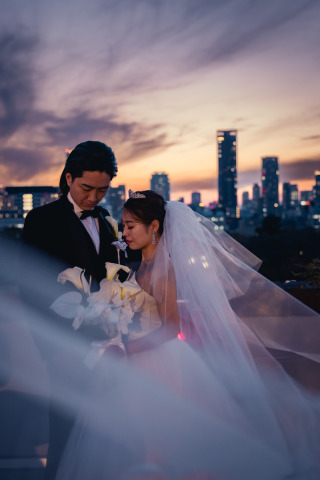 ONE PHOTOWEDDING OSAKA-JO_夕焼け・ナイトでロマンチックに