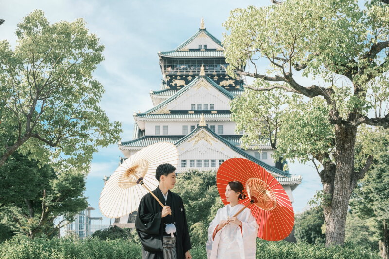 5~7月撮影限定【和装】大阪城をバックに輝く新緑と撮影するプラン