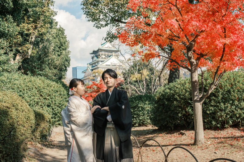 【和洋装】秋限定!11月下旬∼12月中旬 紅葉と秋晴れ愉しむ館内&大阪城公園撮影プラン