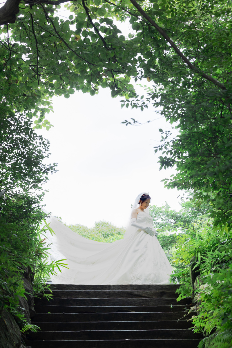 緑のトンネルの先には